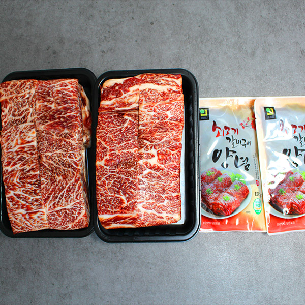 [한성가횡성한우]정품 횡성한우 명품프리미엄 찜갈비세트 4호 1.9kg(찜갈비 800g X 2,갈비양념 300g)