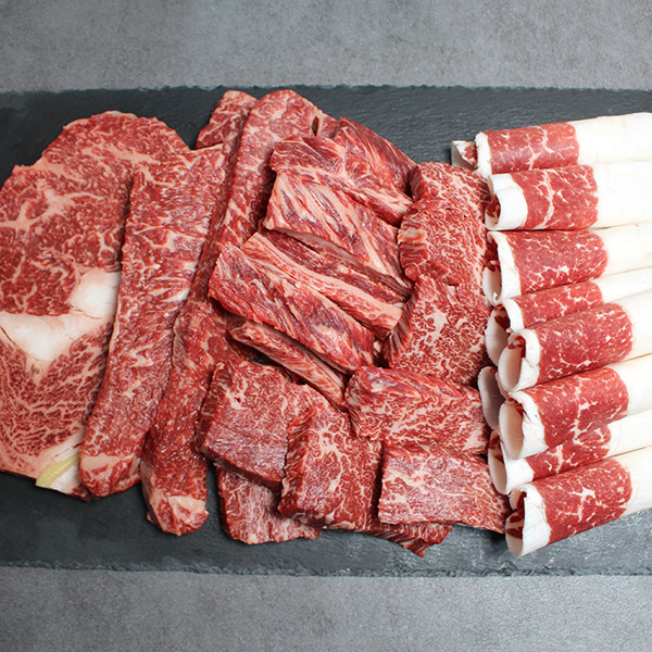 [한성가횡성한우]정품 횡성한우 원뿔등급 명작세트 5호 600g(채끝 200g,갈비살 200g,차돌박이 200g)