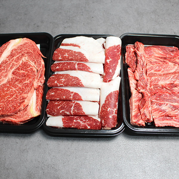 [한성가횡성한우]정품 횡성한우 원뿔등급 명작세트 6호 600g(등심 200g,갈비살 200g,차돌박이 200g)